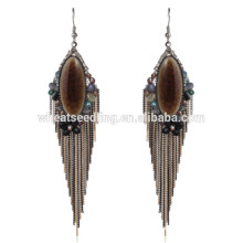 Boho vintage de haute qualité pendent de lourdes boucles d&#39;oreilles en pierre pendantes ethniques nuptiales